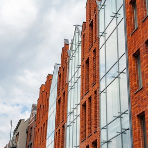 Façade en briques de verre